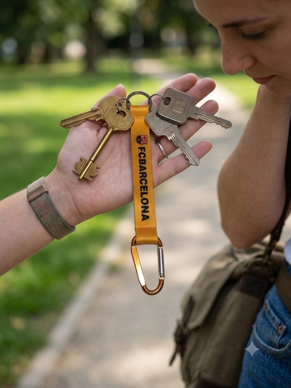 FC Barcelona Premium Carabiner Lanyard Keychain (Mustard Yellow)
